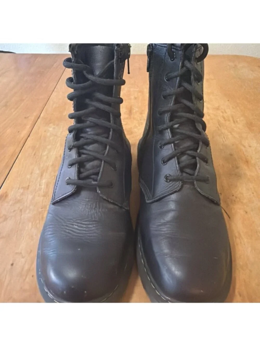 Dr. Martens W Sz 7 1460 W Original Smooth Leather Lace Up Black Combat Boots Zip